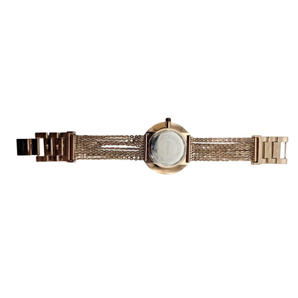 Strata Watch Women Rose Gold Tone Chain Bracelet And Clear Crystals - Picture 6 of 9